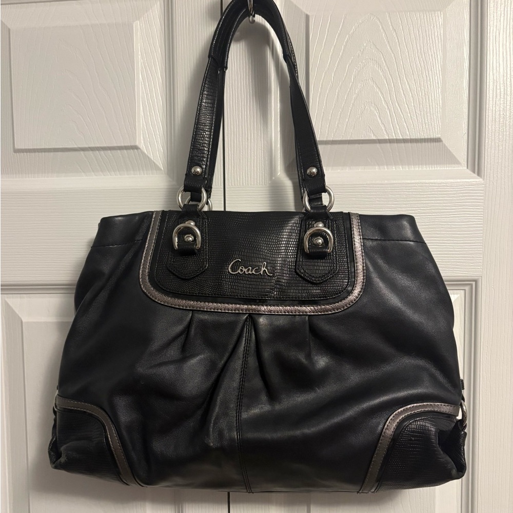 Coach Black and Silver Shoulder Bag